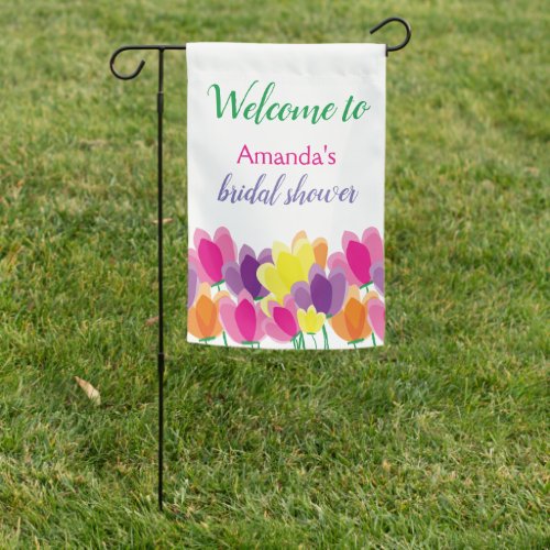 Modern Colorful Floral Bridal Shower Welcome Garden Flag