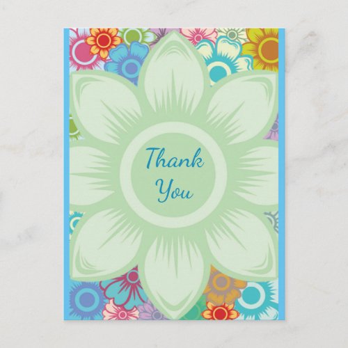 Modern Colorful Floral Custom Text or Thank You Postcard