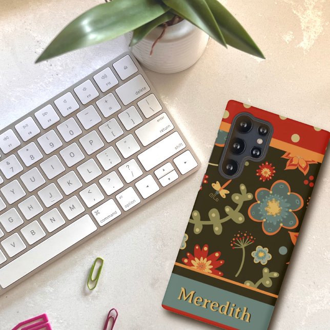 Modern Colorful Floral Dragonfly Inspirivity  Samsung Galaxy Case (Fun, customizable, Inspirivity1, funk, phone case)