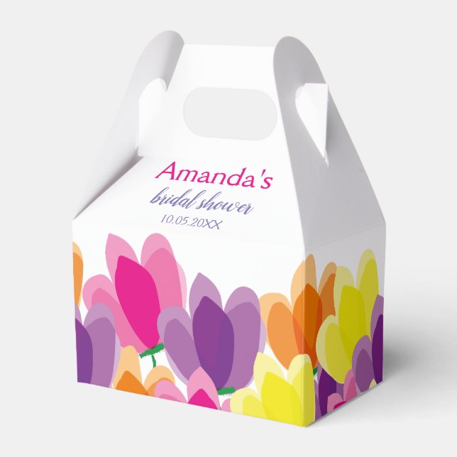 Modern Colorful Floral Favor Boxes (Front Side)
