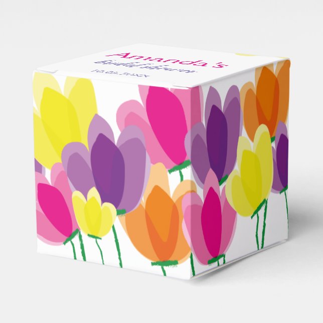 Modern Colorful Floral Favor Boxes (Front Side)