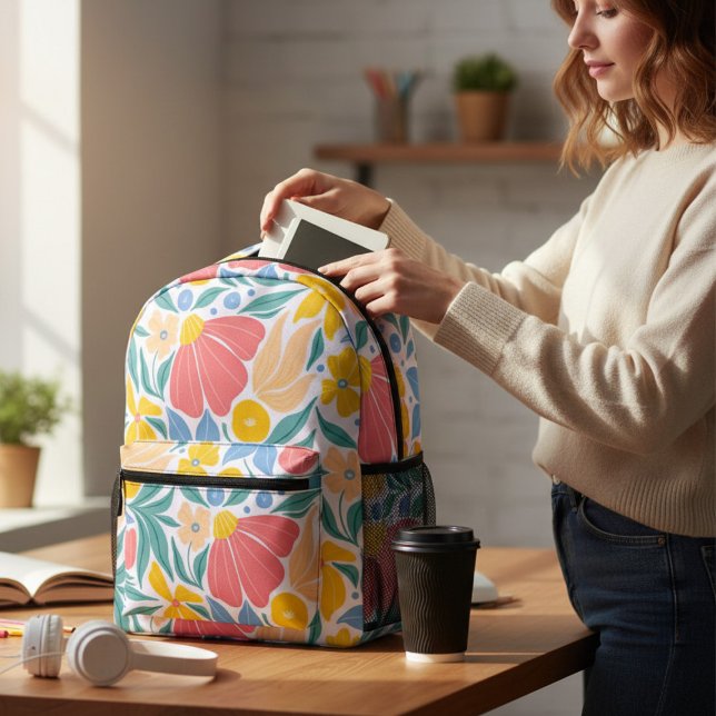Modern Colorful Floral Flower Botanical Pattern Printed Backpack (Creator Uploaded)