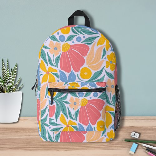 Modern Colorful Floral Flower Botanical Pattern Printed Backpack