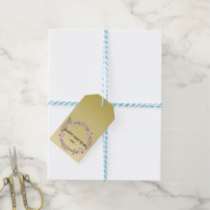 Modern colorful floral flower custom monogram gift tags