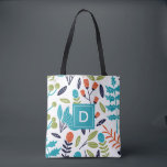 Modern Colorful Floral Foliage Monogram Tote Bag<br><div class="desc">Customize this "Modern Colorful Floral Foliage Pattern Monogram" design with your initial to create a unique and special design foliage</div>