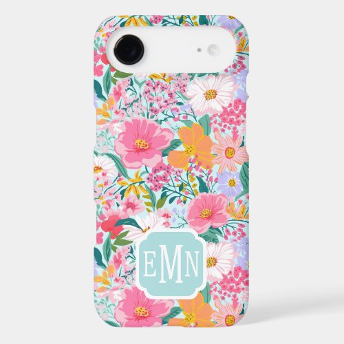 Modern Colorful Floral Garden Monogrammed iPhone 17 Air Case