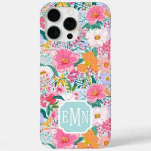 Modern Colorful Floral Garden Monogrammed  iPhone 16 Pro Max Case