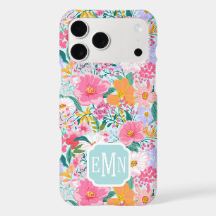 Modern Colorful Floral Garden Monogrammed iPhone 17 Pro Max Case