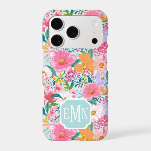Modern Colorful Floral Garden Monogrammed iPhone 17 Pro Case