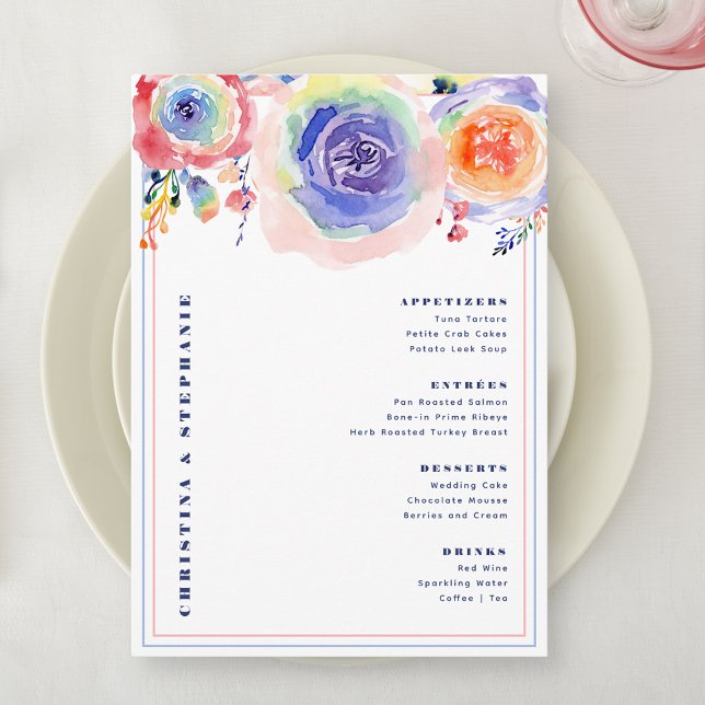 Modern Colorful Floral LGBTQ Wedding Menu (Creator Uploaded)