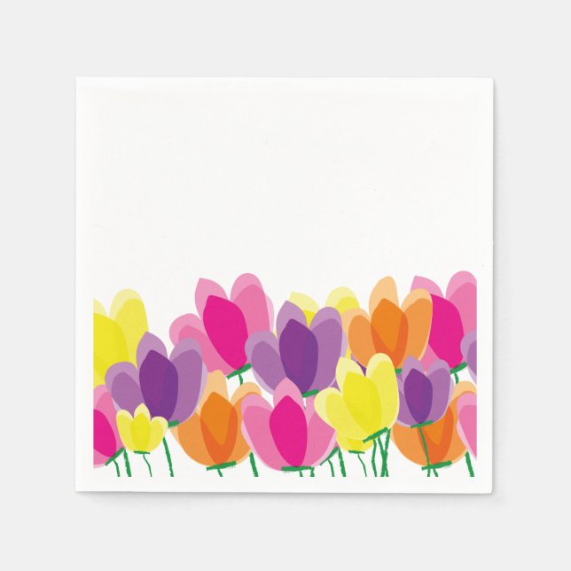 Modern Colorful Floral Napkins (Front)