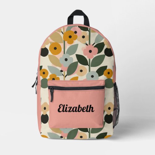 Modern Colorful Floral Pattern Girls School Printed Backpack