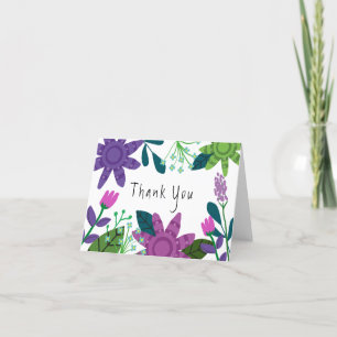 Modern Colorful Floral Thank You Card
