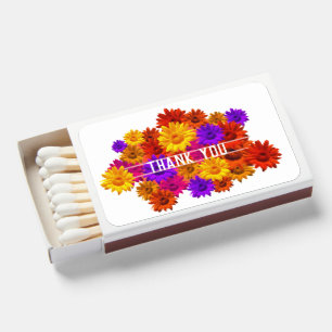 Modern Colorful Floral Thank You Guest Favor Matchboxes