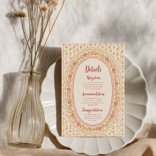 Modern Colorful Floral Wedding Detail card