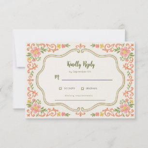 Modern Colorful Floral Wedding Rsvp card