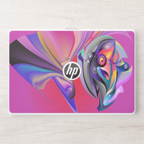 Modern colorful flow poster with bird head HP laptop skin