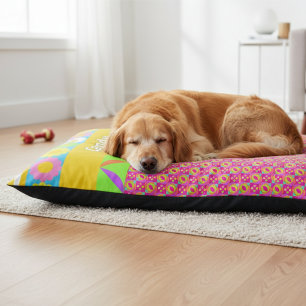 Modern Colorful Flowered Geometric Pet Bed