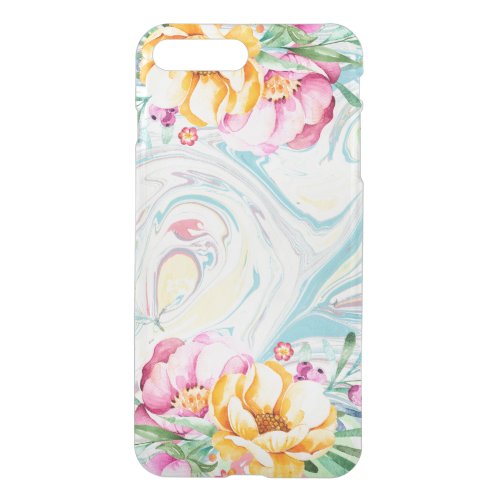 Modern Colorful Flowers  Pastel Marble Swirls iPhone 8 Plus7 Plus Case