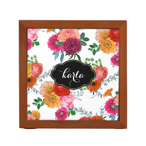 Modern Colorful Flowers Watercolor Illustration PencilPen Holder