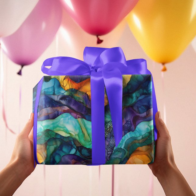 Modern Colorful Fluid Art Painting Alcohol ink Wrapping Paper (Creator Uploaded)