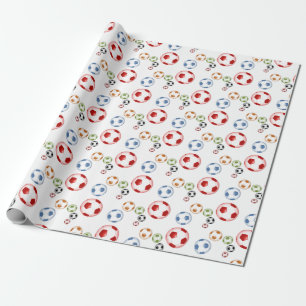 Modern Colorful Foot Balls Wrapping Paper