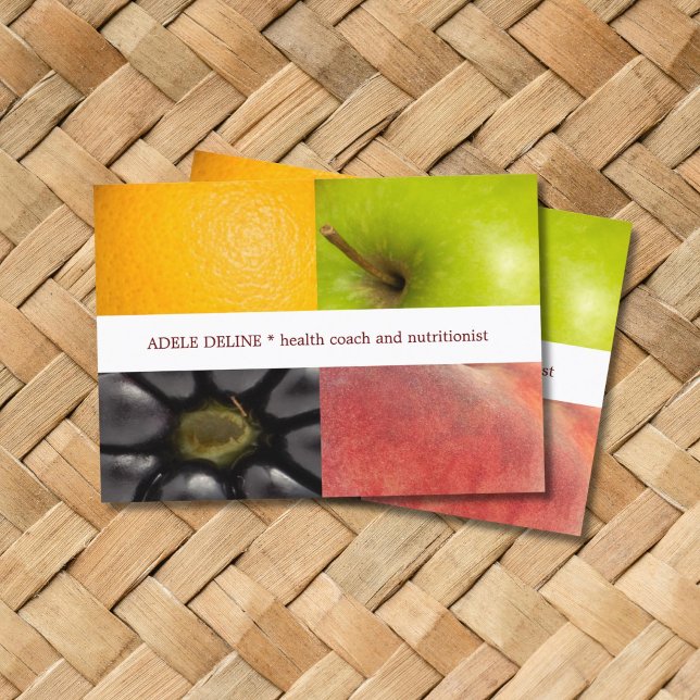Modern Colorful Fruits Health Coach Nutritionist Business Card (Creator Uploaded)