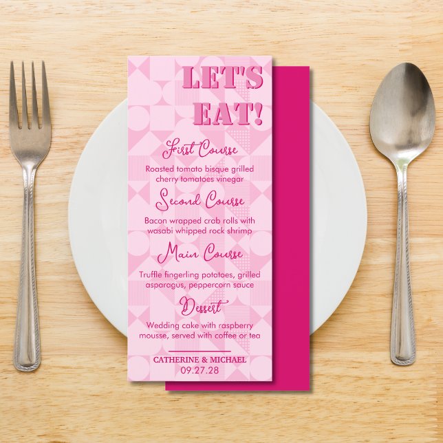 Modern Colorful Fuchsia Pink Geometric Wedding Menu (Creator Uploaded)