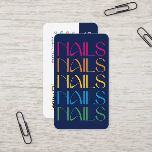 Modern Colorful Fun Bold Nail Technician Business Card