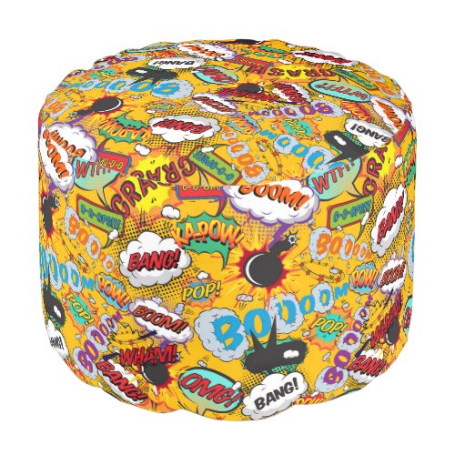 Modern Colorful Fun Comic Book Pop Art Pouf