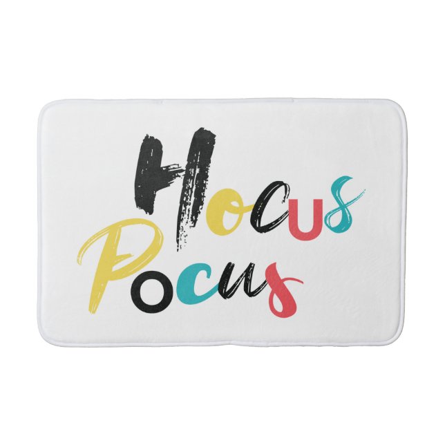 Modern, colorful, fun, cool, trendy Hocus Pocus Bath Mat (Front)
