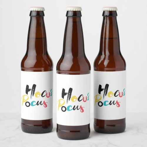 Modern colorful fun cool trendy Hocus Pocus Beer Bottle Label