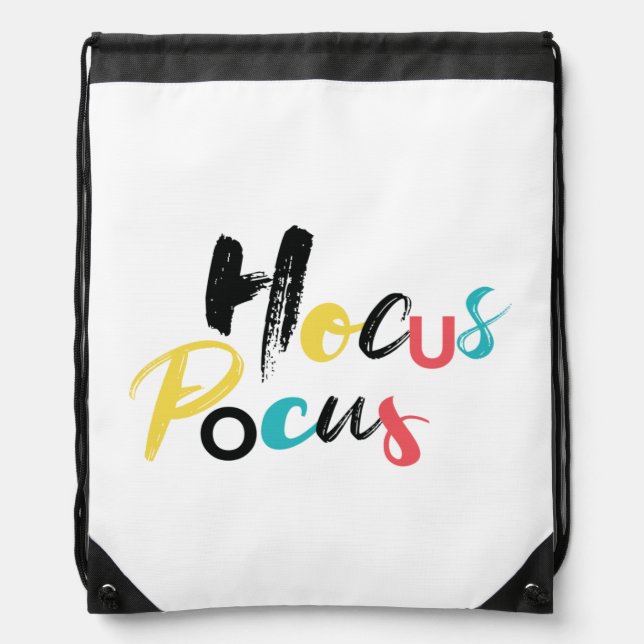 Modern, colorful, fun, cool, trendy Hocus Pocus Drawstring Bag (Front)