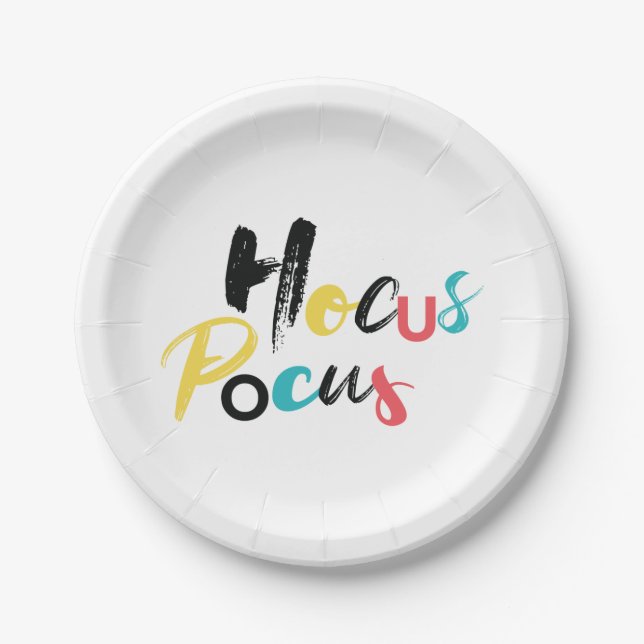 Modern, colorful, fun, cool, trendy Hocus Pocus Paper Plates (Front)