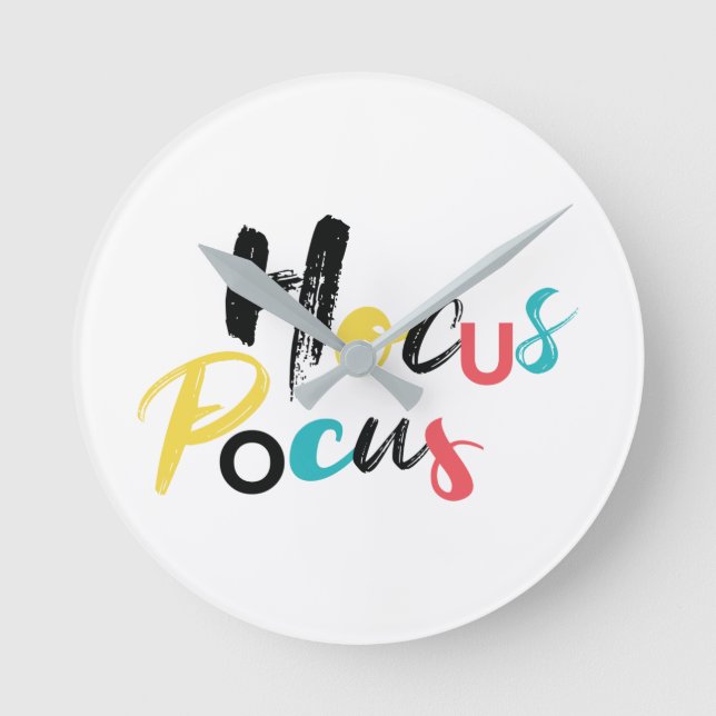 Modern, colorful, fun, cool, trendy Hocus Pocus Round Clock (Front)
