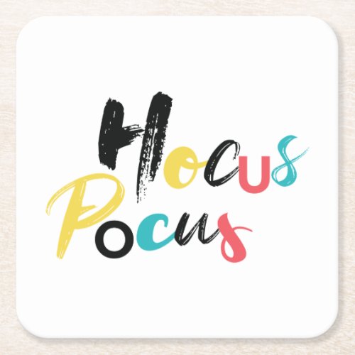 Modern colorful fun cool trendy Hocus Pocus Square Paper Coaster