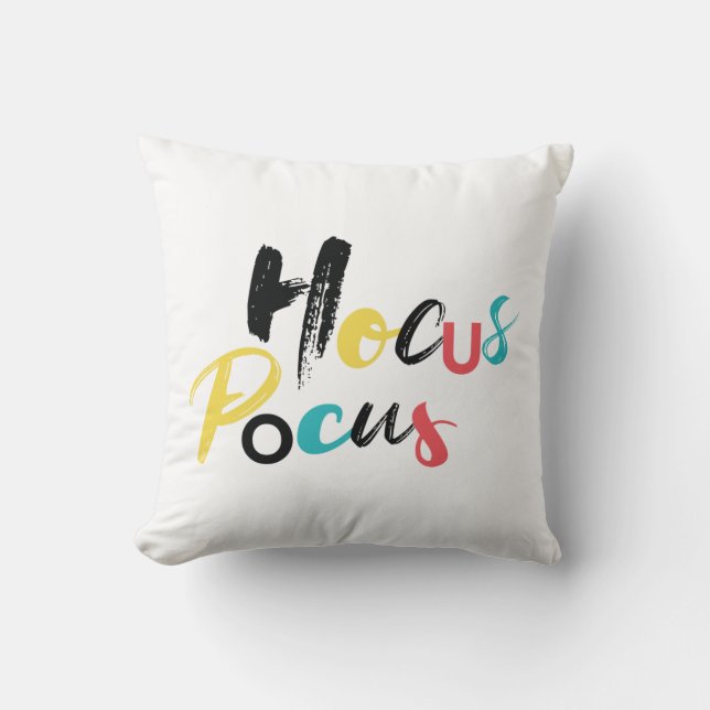 Modern, colorful, fun, cool, trendy Hocus Pocus Throw Pillow (Front)