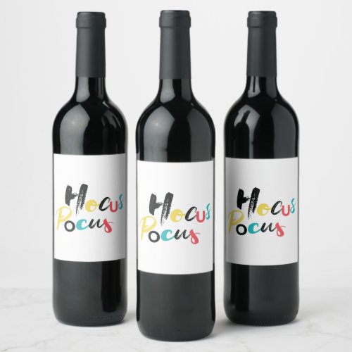 Modern colorful fun cool trendy Hocus Pocus Wine Label