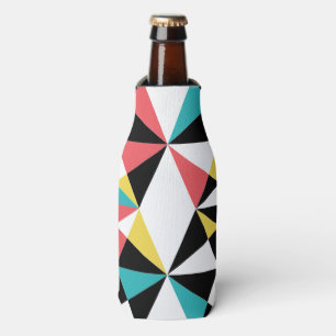 Modern, colorful, fun, trendy, geometric pattern bottle cooler