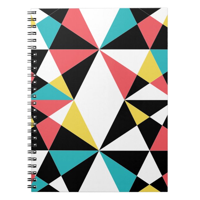 Modern, colorful, fun, trendy, geometric pattern notebook (Front)