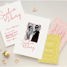 modern Colorful Fun Wavy Handwritten Wedding