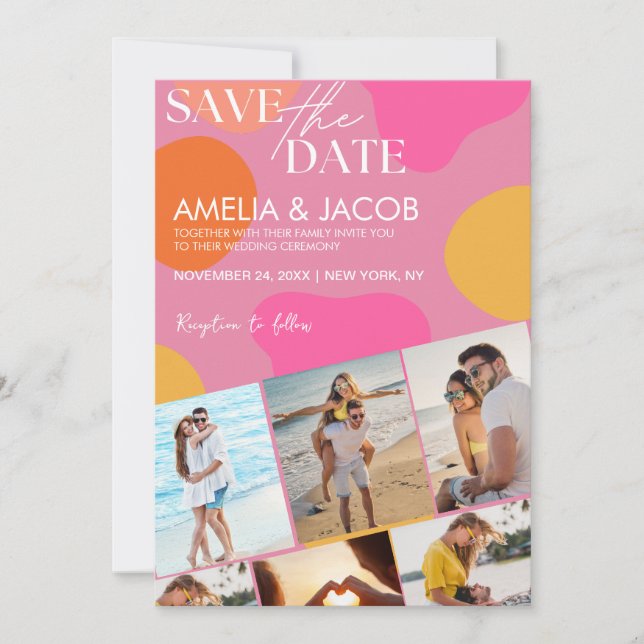 Modern colorful fun Wedding Photo  Save The Date (Front)