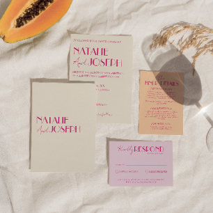 Modern Colorful Fun Whimsical French Retro Wedding Invitation