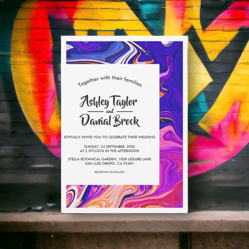 Modern Colorful Galaxy Artistic Abstract Wedding Invitation