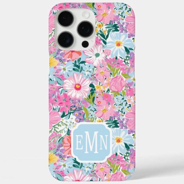 Modern Colorful Garden Monogrammed  Case-Mate iPhone Case (Back)
