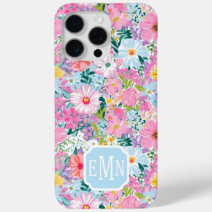 Modern Colorful Garden Monogrammed  iPhone 15 Pro Max Case