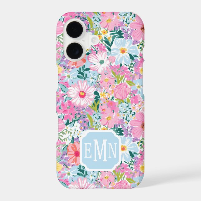 Modern Colorful Garden Monogrammed Case-Mate iPhone Case (Back)
