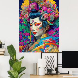 Modern Colorful Geisha Poster
