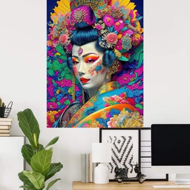 Modern Colorful Geisha Poster  (Home Office)