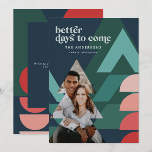 Modern colorful geometric abstract holiday photo card